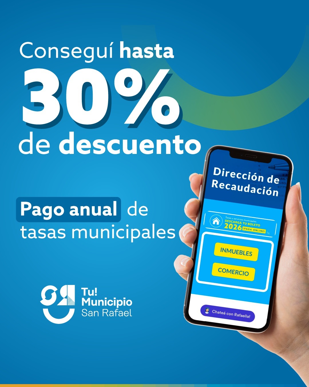 HASTA EL 20 DE MARZO PODÉS PAGAR TUS TASAS MUNICIPALES CON DESCUENTOS DE HASTA EL 30%